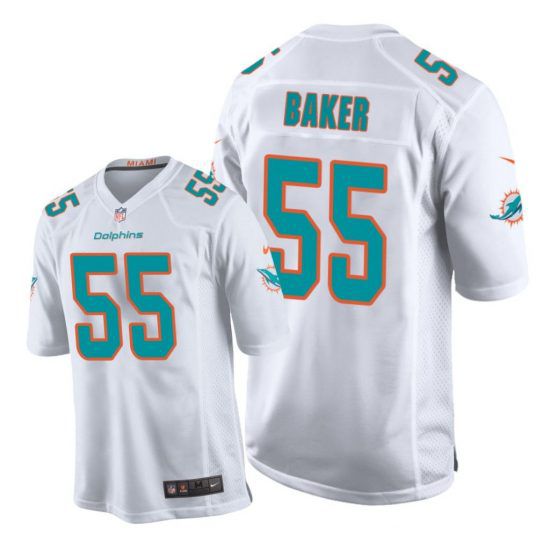 Men Miami Dolphins 55 Jerome Baker Nike White Game NFL Jersey